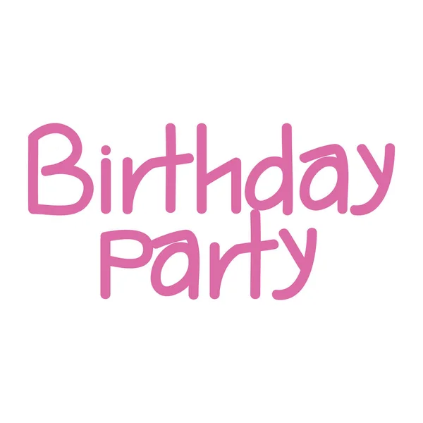 Pink Birthday Party Lettering Icon — Stok Vektör