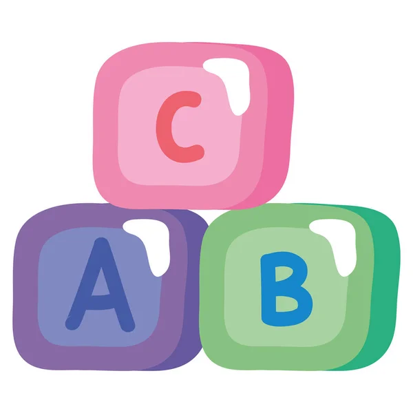 Alphabetic Blocks Toys Childish Icon — Vetor de Stock