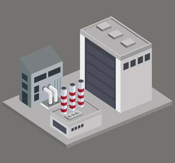 Industriële Plaats Isometrische Stijl Scène — Stockvector