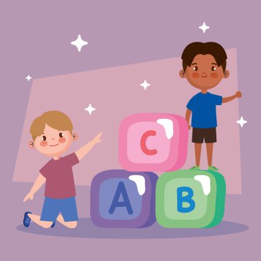 Blok karakteriyle oynayan çocuklar