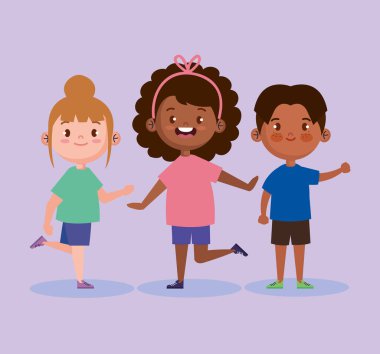 Karakterleri oynayan ırklar arası çocuklar.