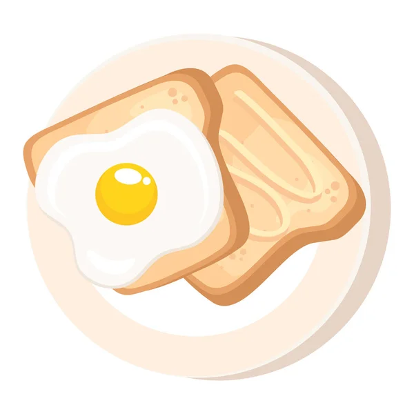 Egg Fried Bread Toast Breakfast — Vetor de Stock