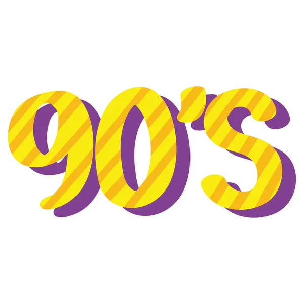 Nineties Number Lettering Yellow Color — Stock vektor