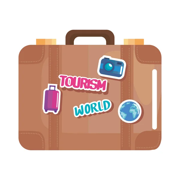 Travel Suitcase Sticker Icon — Vetor de Stock