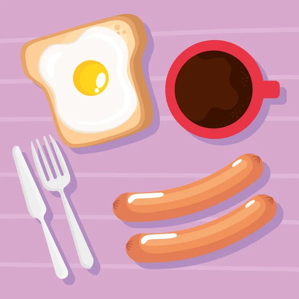 Breakfast Sausages Coffee Poster — Vettoriale Stock