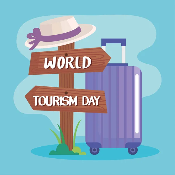 World Tourism Day Lettering Signal Scene — Archivo Imágenes Vectoriales