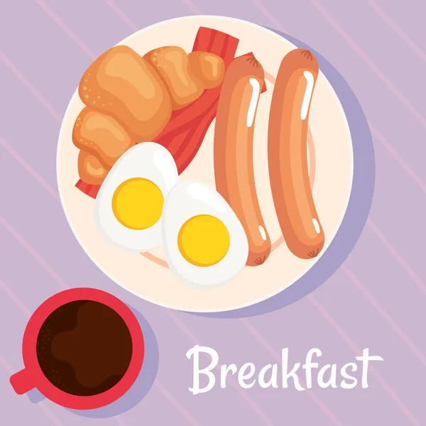 Breakfast Lettering Coffee Poster — Stockvektor