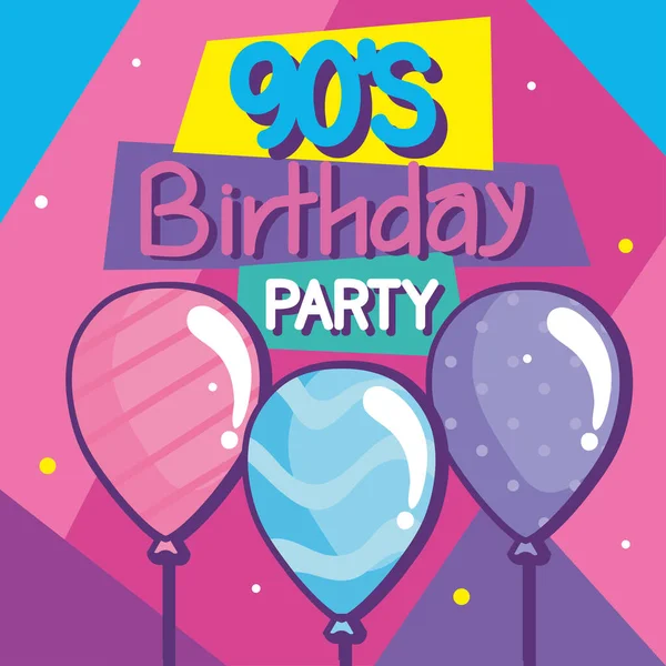 Nineties Birthday Party Balloons Helium — Stock Vector