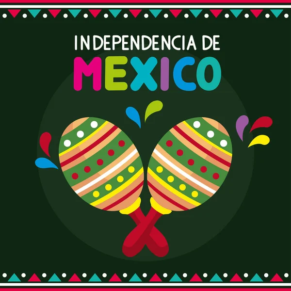 independencia de mexico lettering with maracas