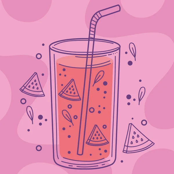 Watermelon Detox Drink Healthy Poster — Stok Vektör