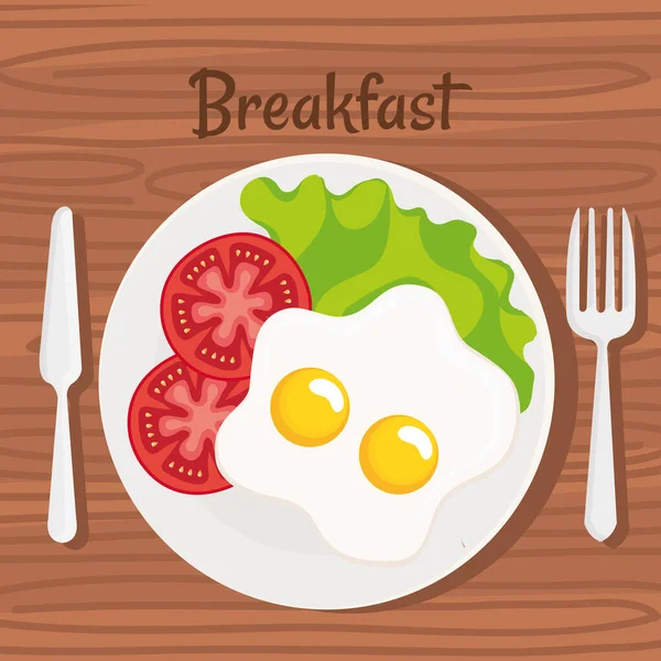 Breakfast Lettering Eggs Poster — Vettoriale Stock