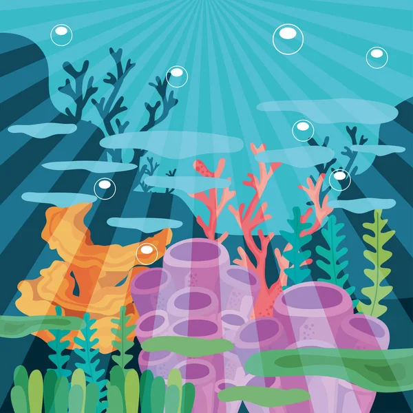 Coral Reefs Undersea Scene Poster — 스톡 벡터