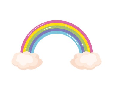 rainbow with clouds fantasy icon