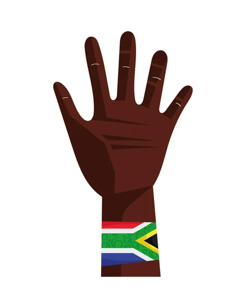 Afro Hand South Africa Flag Icon — Stock Vector