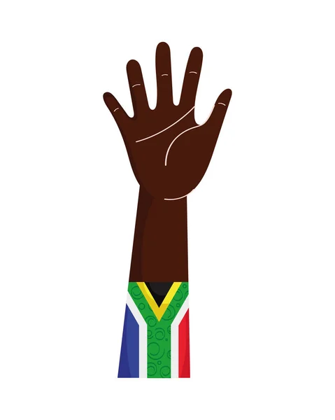 South Africa Flag Afro Hand Icon — Stock Vector