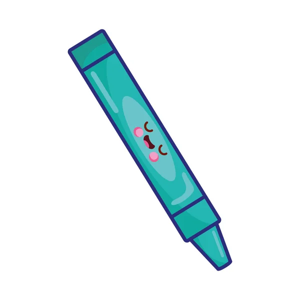 Crayon Blue Kawaii Style Character — Vector de stock