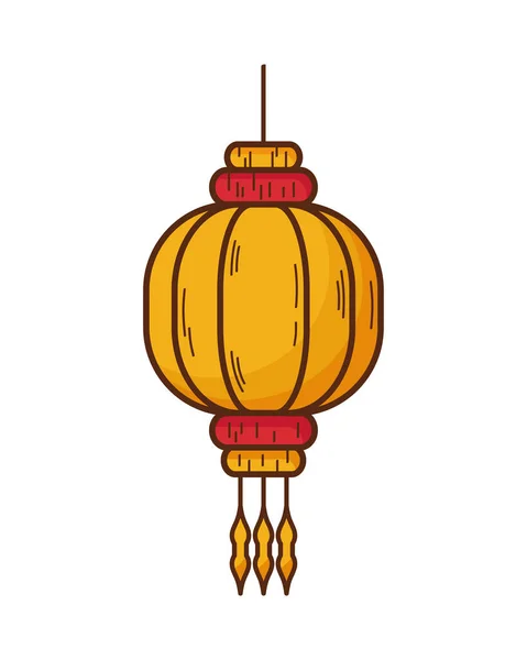 Yellow Chinese Lantern Hanging Icon — Vetor de Stock
