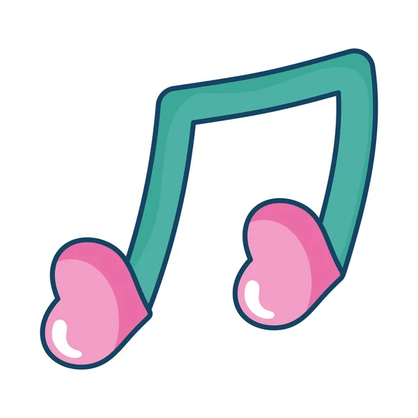 Hearts Love Music Note Icon — Stock Vector