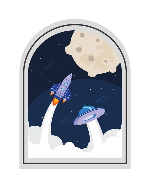 Dome Space Retro Sticker Icon — Stockový vektor