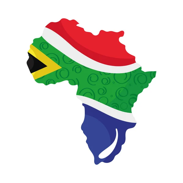 Dél Afrika Zászló Kontinentális Térkép Ikon — Stock Vector