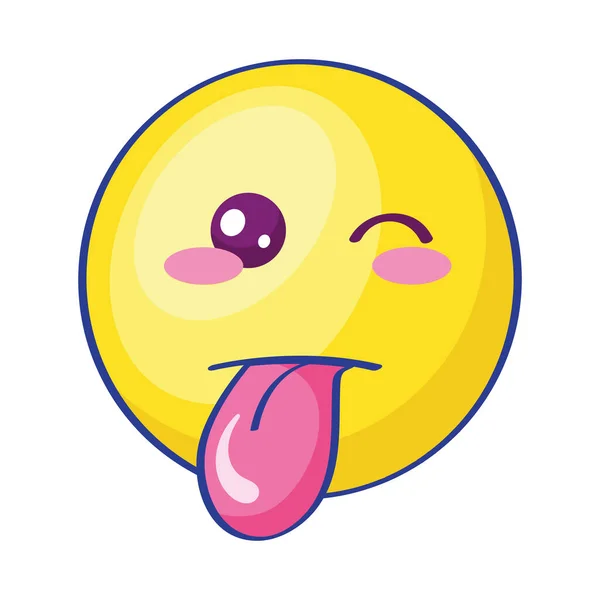 Emoji Con Lengua Hacia Fuera Carácter — Vector de stock