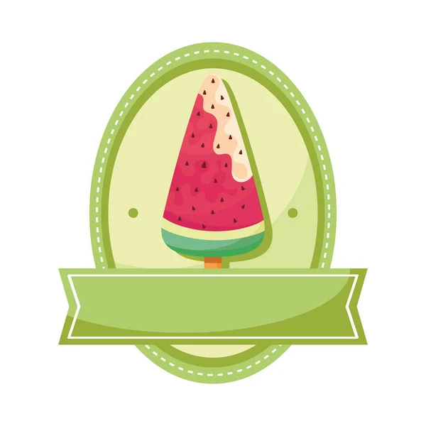 Ice Cream Green Label Icon — стоковый вектор
