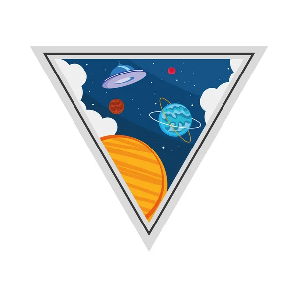 Triangular Space Retro Sticker Icon — Archivo Imágenes Vectoriales