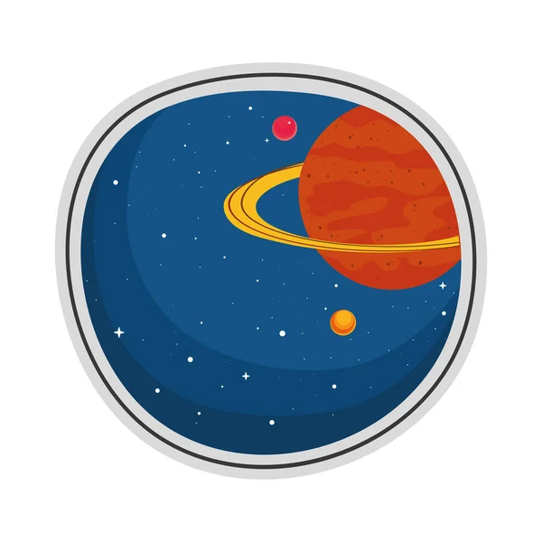 Saturn Space Retro Sticker Icon — Wektor stockowy