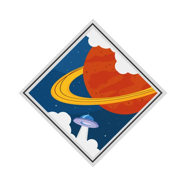 Saturn Ufo Sticker Icon — стоковый вектор