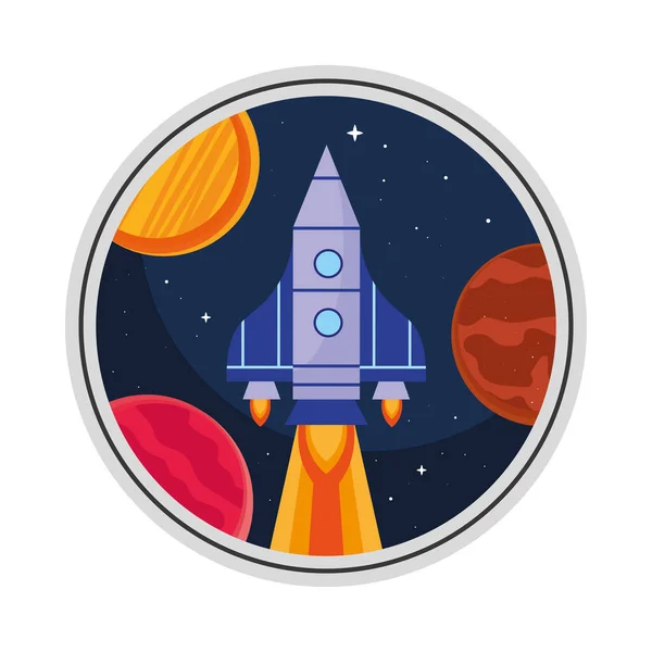 Circular Space Retro Sticker Icon — Stock vektor