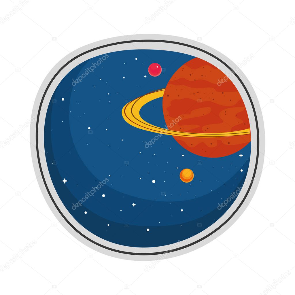 saturn space retro sticker icon