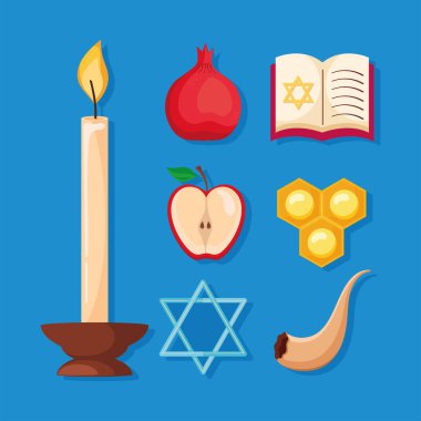 seven yom kippur set icons clipart