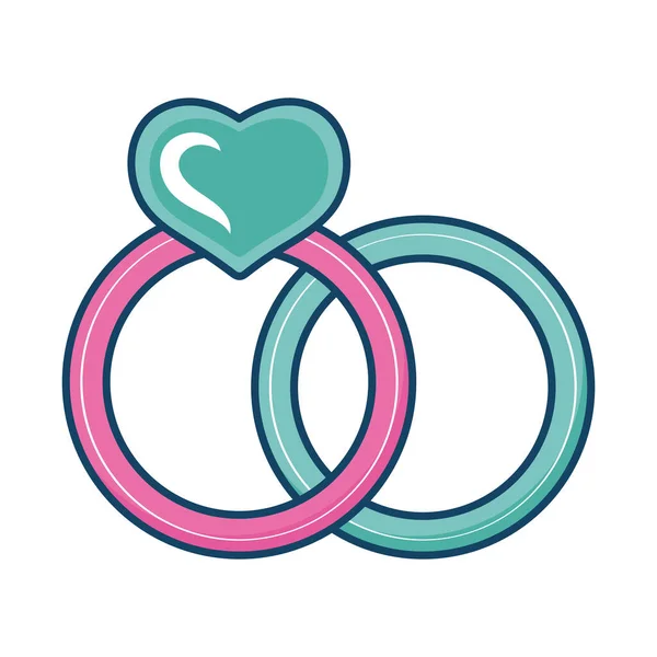 Wedding Rings Heart Icon — Vetor de Stock