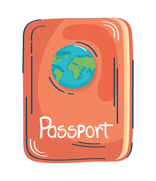 Pasaport Belgesi Dünya Gezegeni Ile Seyahat — Stok Vektör