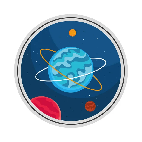 Planets Space Retro Sticker Icon — стоковый вектор