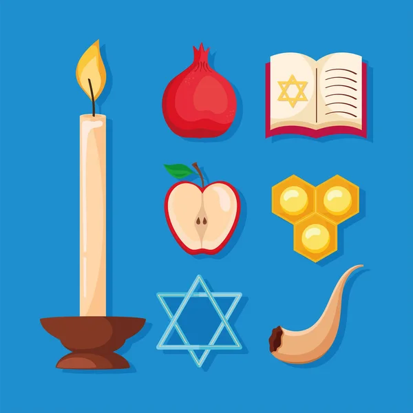 Sieben Yom Kippur Set Icons — Stockvektor