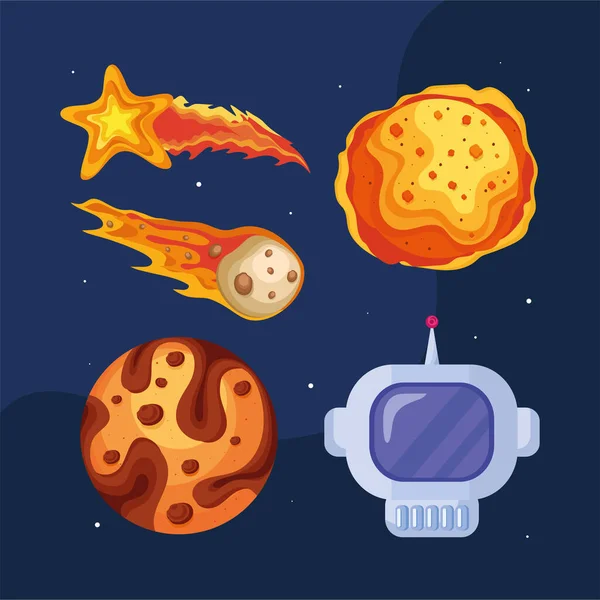 Five Universe Space Set Icons — Stockový vektor