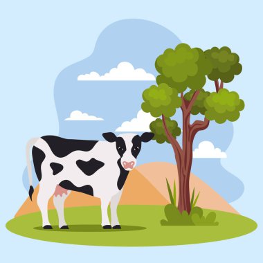 ağaç sahnesi olan inek.