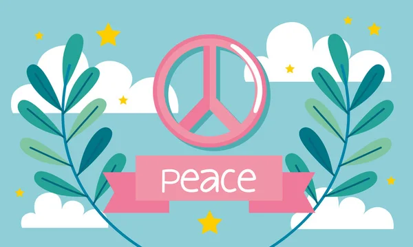 Peace Lettering Ribbon Symbol Poster — ストックベクタ