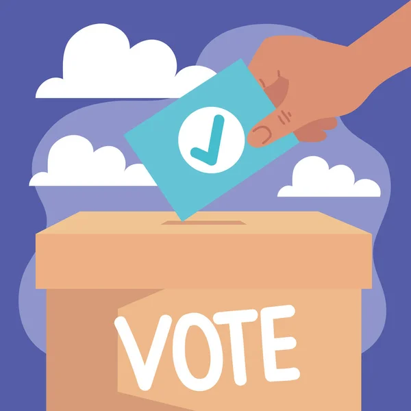 Hand Vote Card Urn Poster — Vettoriale Stock