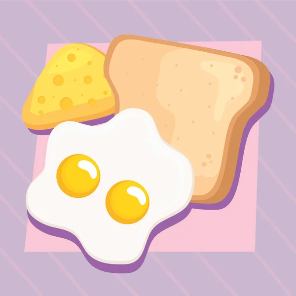 Eggs Frieds Cheese Breakfast — Διανυσματικό Αρχείο