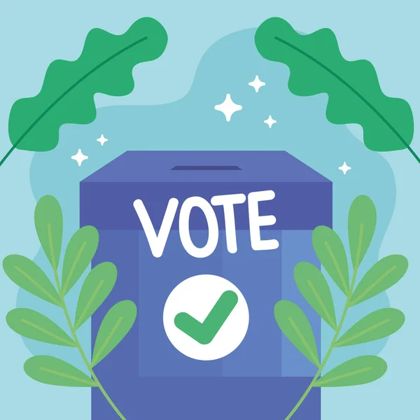 Blue Vote Urn Leafs Poster — Vector de stock