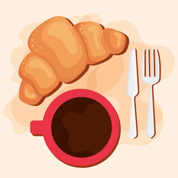 Croissant Coffee Breakfast Menu — Vettoriale Stock
