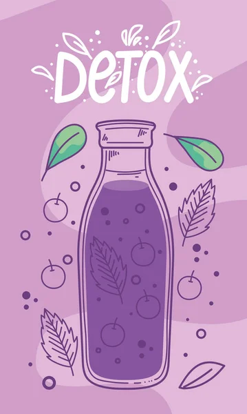 Detox Lettering Blueberries Juice Poster — стоковый вектор