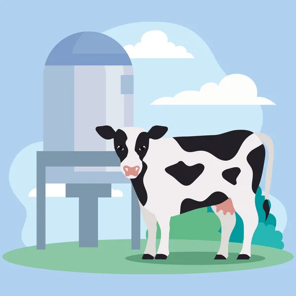 Milk Production Tank Cow Scene — Vetor de Stock