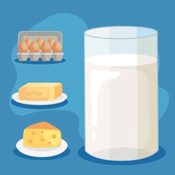Four Dairy Products Set Icons — Stockvector