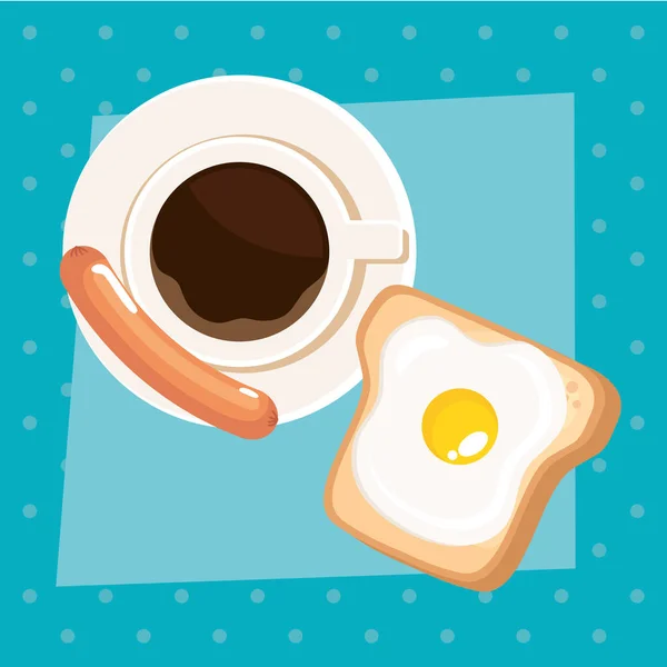 Egg Fried Coffee Drink Breakfast — Vector de stock