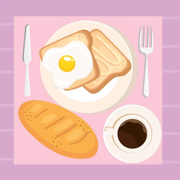 Egg Fried Bread Breakfast — Vector de stock