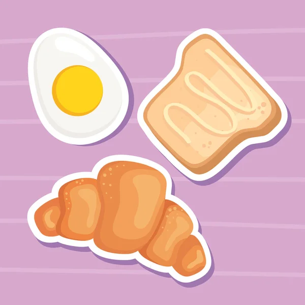 Croissant Egg Boiled Breakfast — Stockový vektor