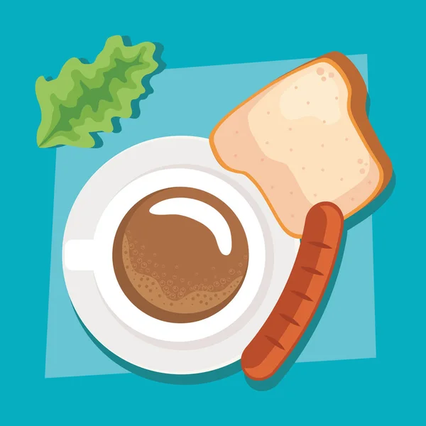 Coffee Sausage Breakfast Menu — Vettoriale Stock